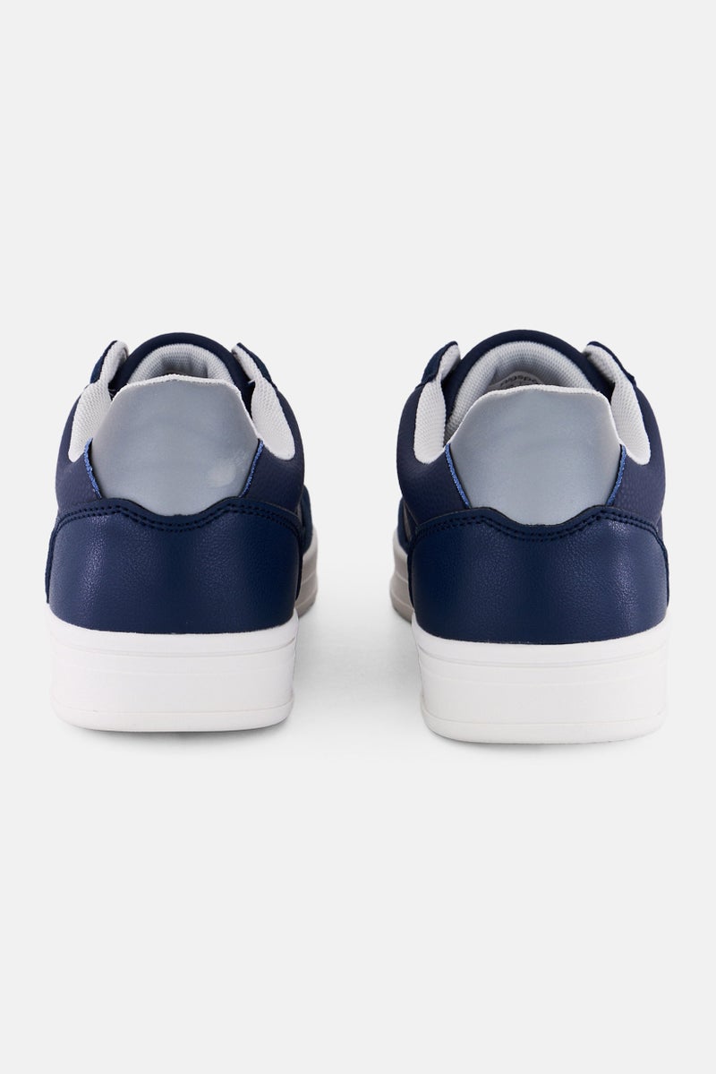 Algspar Men Brand Logo Lace Up Casual Shoes, Navy - Image 4