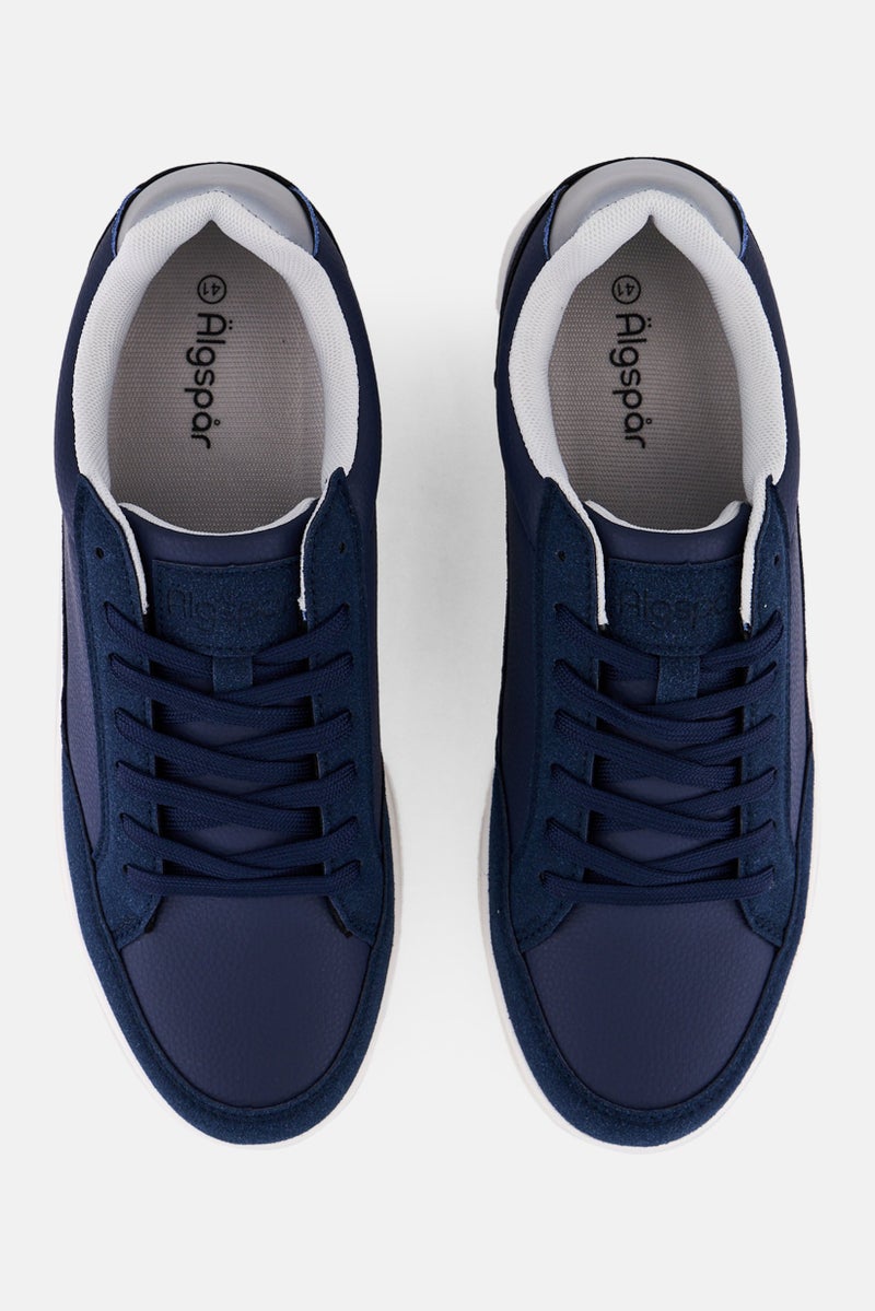 Algspar Men Brand Logo Lace Up Casual Shoes, Navy - Image 2