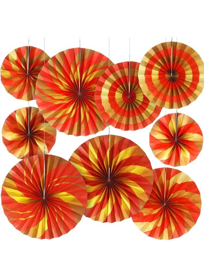 Outus 9 Pcs Chinese New Year Decorations Paper Fans Red Chinese Hanging Ornaments Lunar New Year Party Fan Ceiling Wall Decor for 2025 Snake Spring Festival Party Supplies (Simple) - Image 1