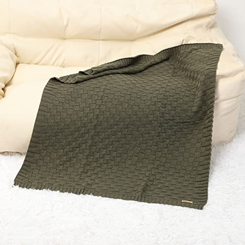 LAWKUL Baby Blankets Cable Babe Blanket Checkered Soft Cuddle Newborn Infants Receiving Swaddle Boys Girls Dark Green 40"x30" - Image 5