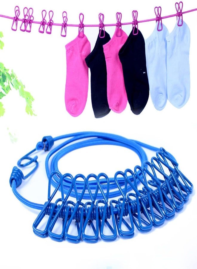 Drumstone (𝟏𝟓 𝐘𝐞𝐚𝐫𝐬 𝐖𝐚𝐫𝐫𝐚𝐧𝐭𝐲) Strong Cloth Drying Rope with 12 Clips & Hooks | Adjustable Portable Clothesline Rope for Indoor & Outdoor Use | Windproof Laundry Hanging Wire - Image 5