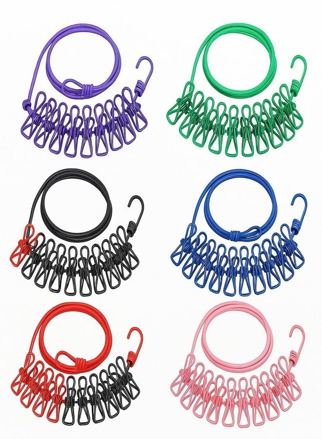 Drumstone (𝟏𝟓 𝐘𝐞𝐚𝐫𝐬 𝐖𝐚𝐫𝐫𝐚𝐧𝐭𝐲) Strong Cloth Drying Rope with 12 Clips & Hooks | Adjustable Portable Clothesline Rope for Indoor & Outdoor Use | Windproof Laundry Hanging Wire - Image 4