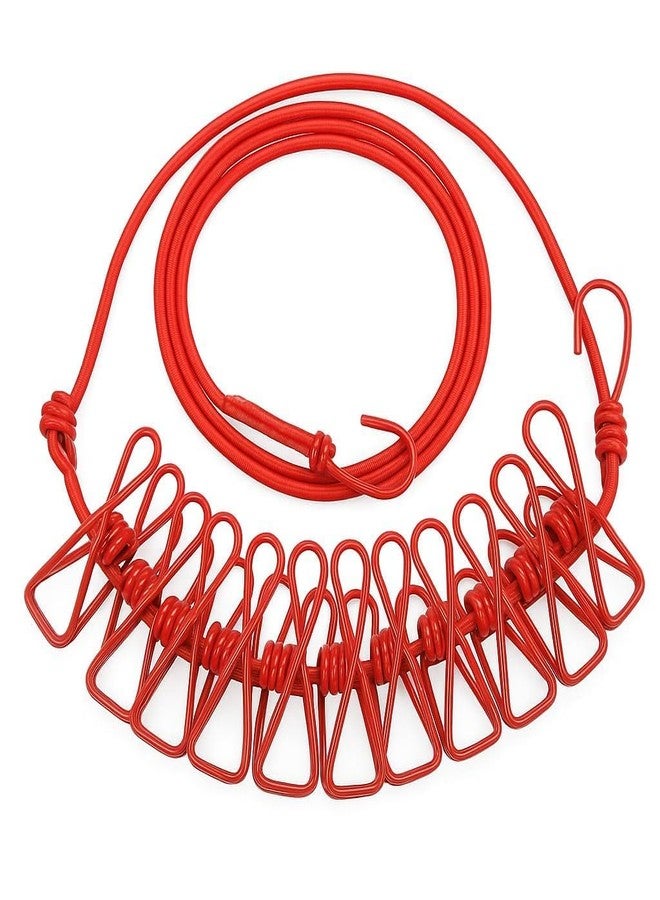 Drumstone (𝟏𝟓 𝐘𝐞𝐚𝐫𝐬 𝐖𝐚𝐫𝐫𝐚𝐧𝐭𝐲) Strong Cloth Drying Rope with 12 Clips & Hooks | Adjustable Portable Clothesline Rope for Indoor & Outdoor Use | Windproof Laundry Hanging Wire - Image 1
