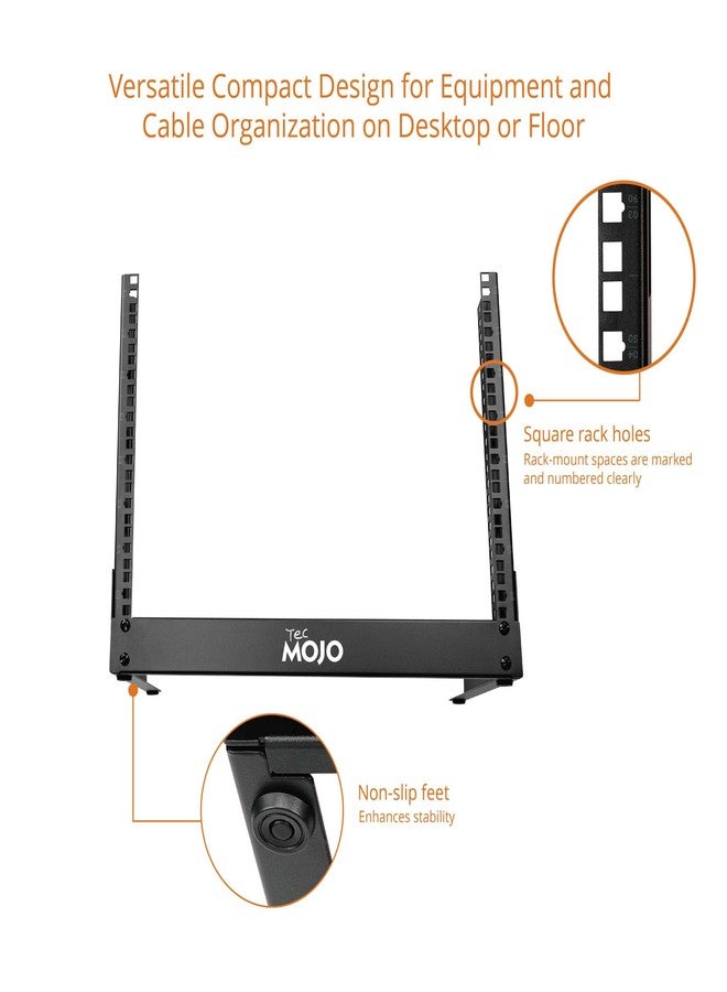 Tecmojo 2 Post 8U Desktop Sever Rack Small Open Frame Rack for 19 inch AV/Data/Audio/Studio Equipment Free Standing Home/Office Rack,Square Hole - Image 5