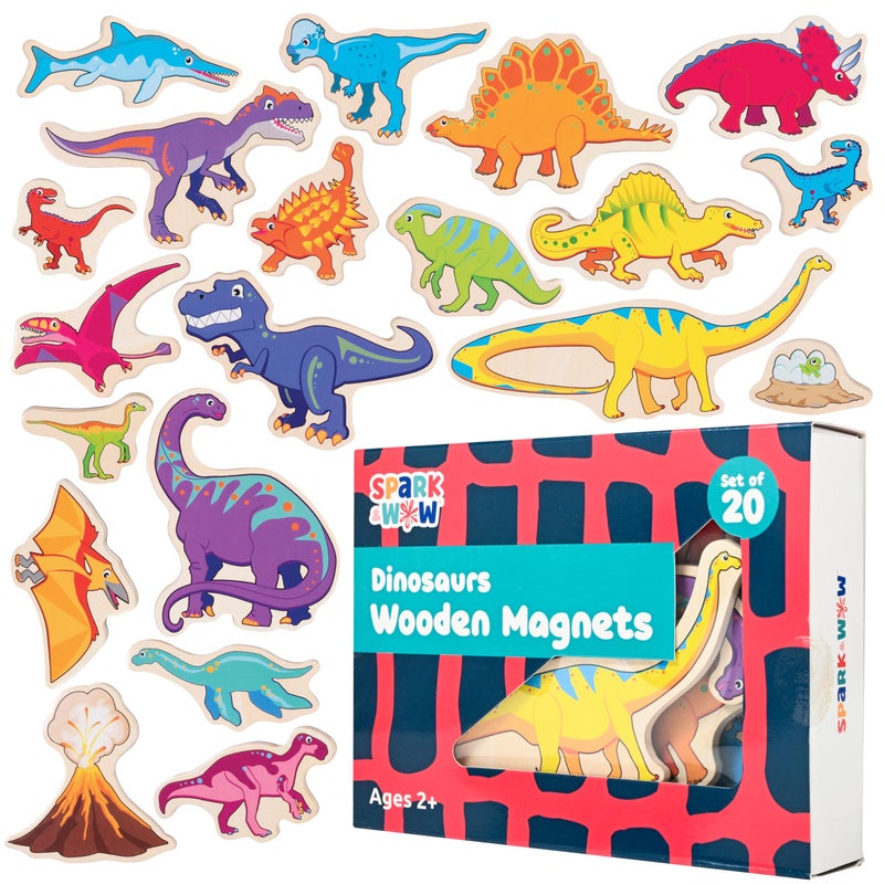 SPARK & WOW Spark Wow Wooden Magnets Dinosaurs Magnets for Kids Ages 2 OpenEnded Play Adhere to Fridges Whiteboards and More - Image 4