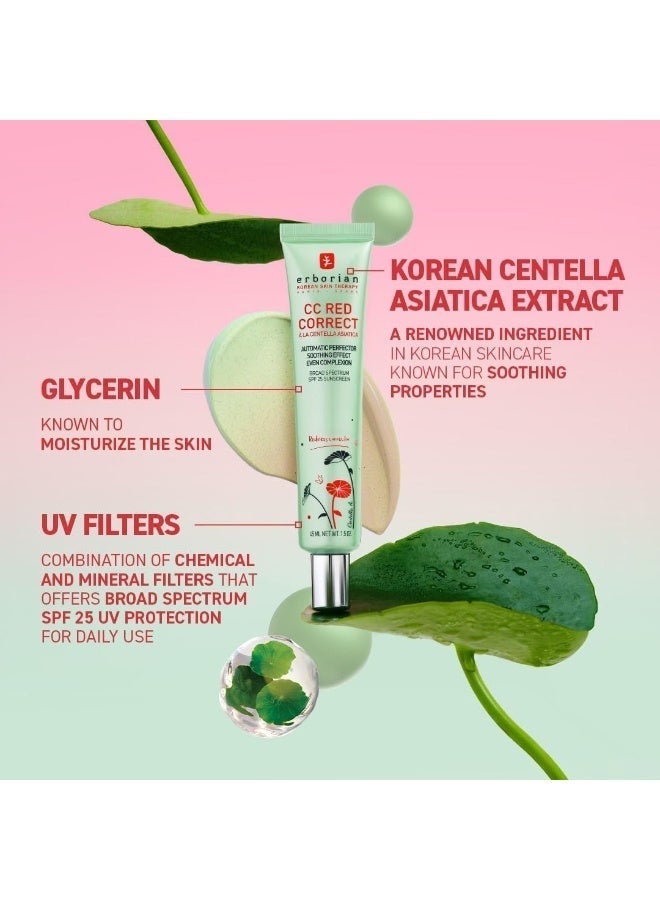 Erborian CC Red Correct SkincareFirst Green Color Corrector with Centella Asiatica Illuminating Color Corrector with Redness Coverage SPF 25 Cica Korean Skincare - Image 3