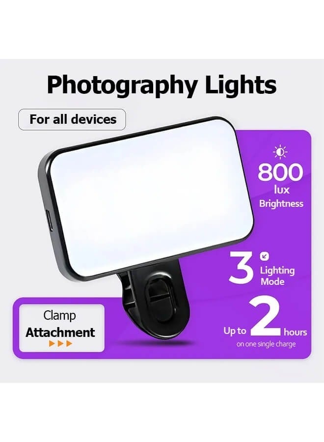 Bukela Clip-On Photography Light for Phone and Laptop, Video Light, Portable LED Camera Fill Light Panel, Pocket LED Phone Light, Dimmable with Three Lighting Effects, Rechargeable LED Light - Image 2