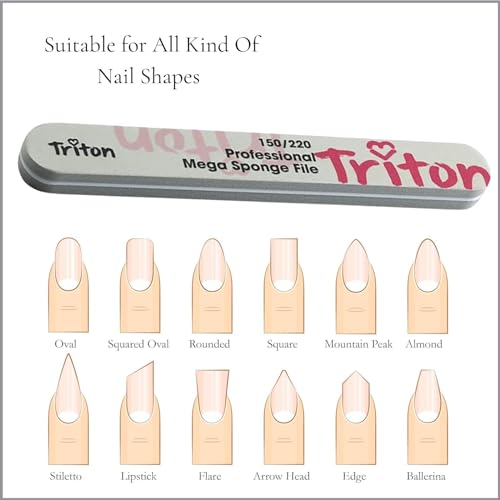 TRITON Professional 150/220 Double Sided Nail Filer/Emery Board/Buffer/Polisher, Reusable Sponge File Manicure Pedicure Tool for Home and Salon Use - Image 2
