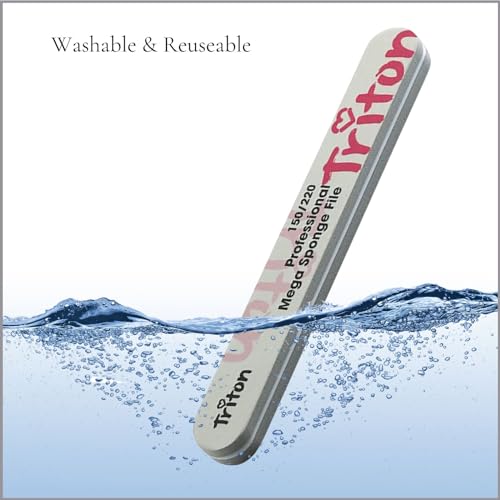 TRITON Professional 150/220 Double Sided Nail Filer/Emery Board/Buffer/Polisher, Reusable Sponge File Manicure Pedicure Tool for Home and Salon Use - Image 3
