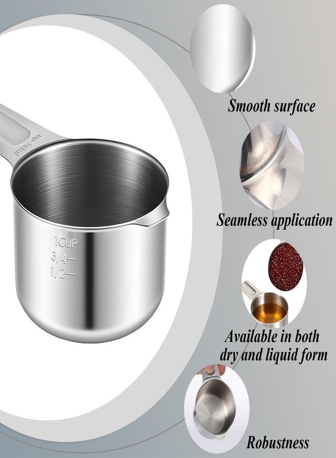 Alrhso 1Cup Measuring Cup (240ml, 8oz) Metal Scoop Rice Measuring Cup Stainless Steel Single Measure Scoop for Kitchen Cooking Baking, Laundry Detergent, Wet and Dry Ingredients, Dishwasher Safe - Image 3