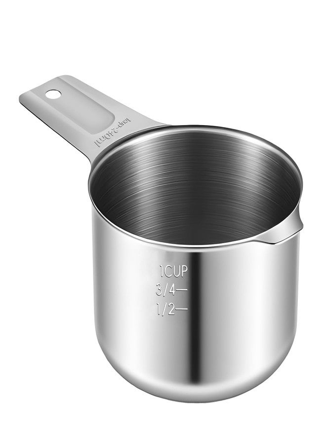 Alrhso 1Cup Measuring Cup (240ml, 8oz) Metal Scoop Rice Measuring Cup Stainless Steel Single Measure Scoop for Kitchen Cooking Baking, Laundry Detergent, Wet and Dry Ingredients, Dishwasher Safe - Image 1