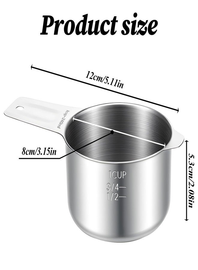 Alrhso 1Cup Measuring Cup (240ml, 8oz) Metal Scoop Rice Measuring Cup Stainless Steel Single Measure Scoop for Kitchen Cooking Baking, Laundry Detergent, Wet and Dry Ingredients, Dishwasher Safe - Image 2