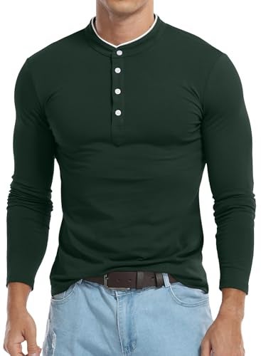 KUYIGO Men's Long Sleeve Polo Shirts Casual Military Golf St Patrick's Day Collared Shirt Forest Green Medium - Image 3