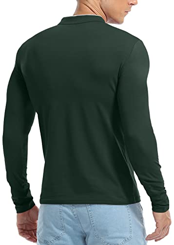 KUYIGO Men's Long Sleeve Polo Shirts Casual Military Golf St Patrick's Day Collared Shirt Forest Green Medium - Image 5