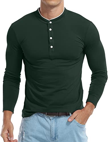 KUYIGO Men's Long Sleeve Polo Shirts Casual Military Golf St Patrick's Day Collared Shirt Forest Green Medium - Image 2