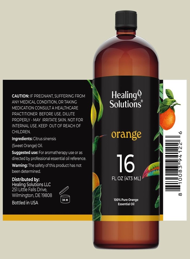 Healing Solutions Orange Essential Oil Bulk, 16oz - 100% Pure Large Bottle of Sweet Orange Essential Oil for Cleaning & More - Orange Essential Oil for Skin - Citrus Essential Oil Bulk - Image 2