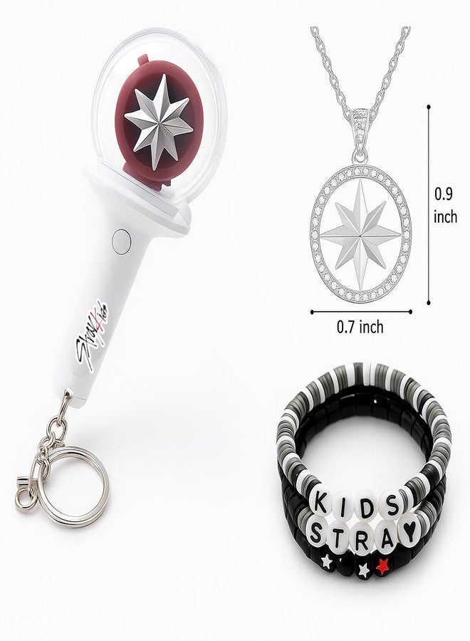 MOSCHOW skz Merch, Skzoo Gifts Set, 1 Stray Lightstick Keychain, 3 Colorful Friendship Bracelets | Adjustable Color& Speed, 15 Modes LED, STAY, Stay Gift - Image 2