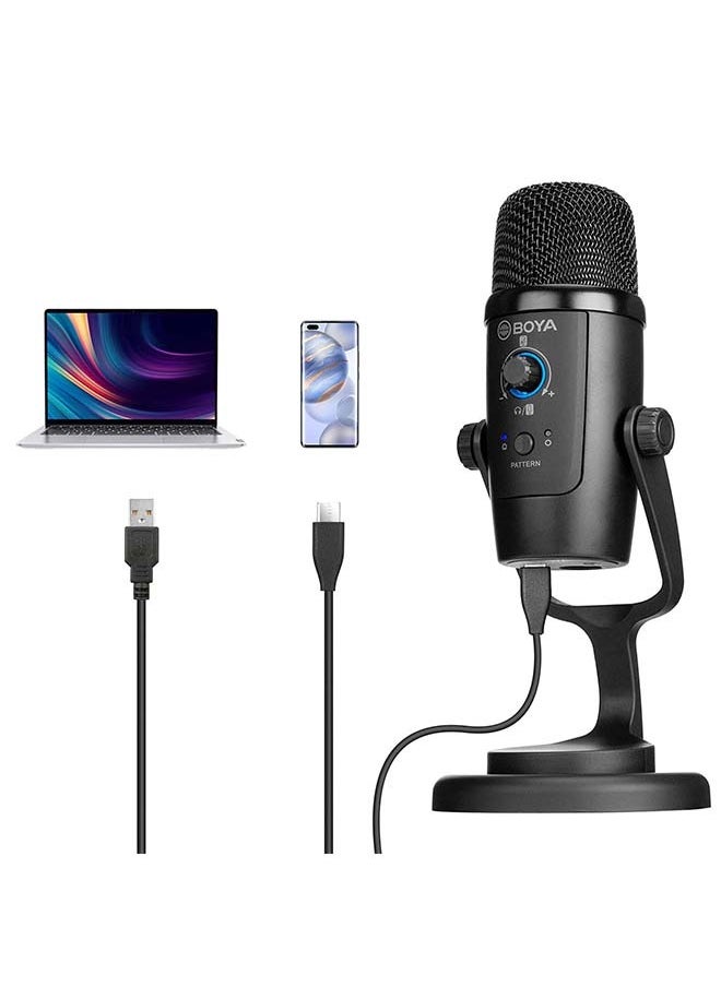 BOYA USB Condenser Microphone, BY-PM500 USB Studio Microphone for Windows, Mac & PC, with Detachable Stand for Vocals, YouTube Streaming, Gaming, Conference Call, ASMR, Podcast Video Recording