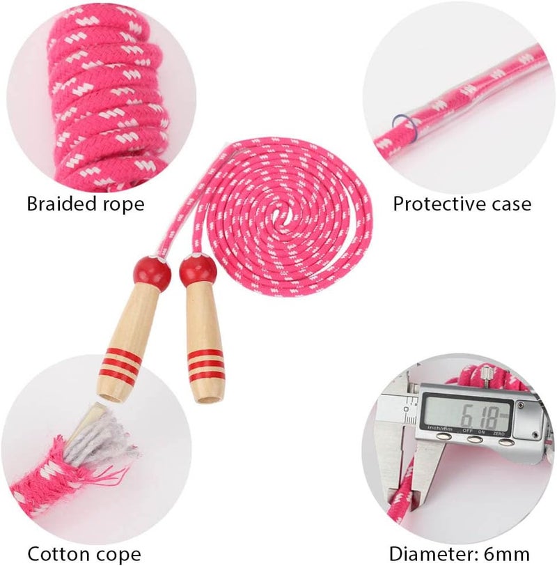 Ace one Jump Rope Kids, 7ft Adjustable Cotton Skipping Rope with Wooden Handle for Boys and Girls Fitness Outdoor Exercise - Image 2