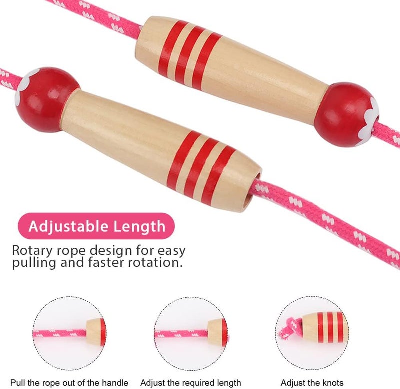 Ace one Jump Rope Kids, 7ft Adjustable Cotton Skipping Rope with Wooden Handle for Boys and Girls Fitness Outdoor Exercise - Image 3