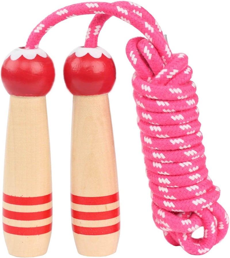 Ace one Jump Rope Kids, 7ft Adjustable Cotton Skipping Rope with Wooden Handle for Boys and Girls Fitness Outdoor Exercise - Image 1