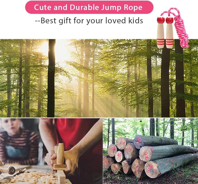 Ace one Jump Rope Kids, 7ft Adjustable Cotton Skipping Rope with Wooden Handle for Boys and Girls Fitness Outdoor Exercise - Image 4