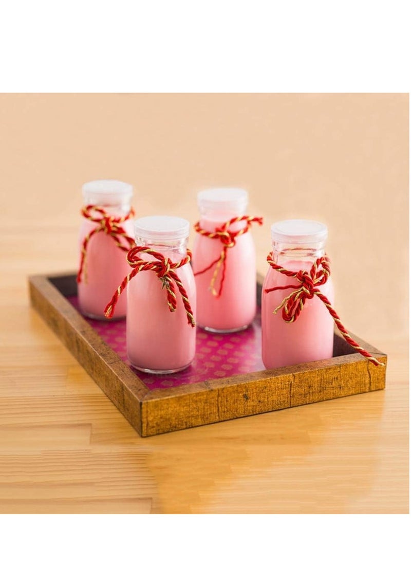 Luxoraq 3- Pcs 200ml Glass Milk Bottle with White Lids, Reusable Dairy Drinking Containers, Glass Bottles for Milk, Juice, Yogurt, Smoothies, Honey, Tomato Sauce, Jam, Syrup - Image 2