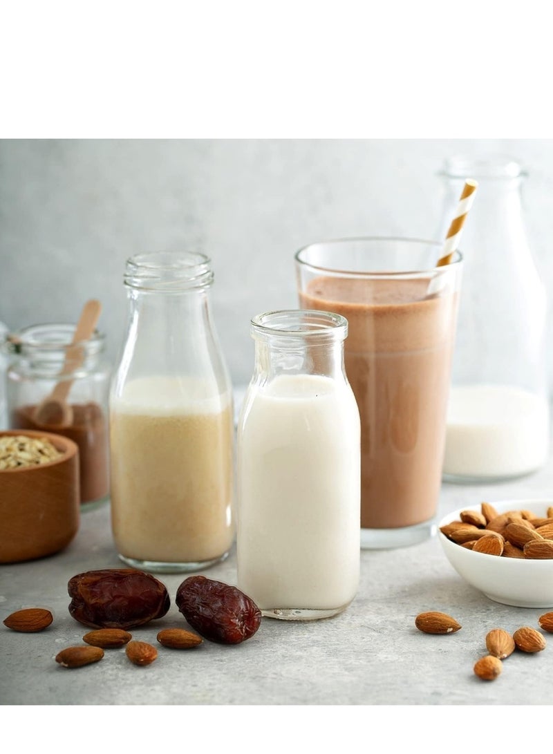 Luxoraq 3- Pcs 200ml Glass Milk Bottle with White Lids, Reusable Dairy Drinking Containers, Glass Bottles for Milk, Juice, Yogurt, Smoothies, Honey, Tomato Sauce, Jam, Syrup - Image 3