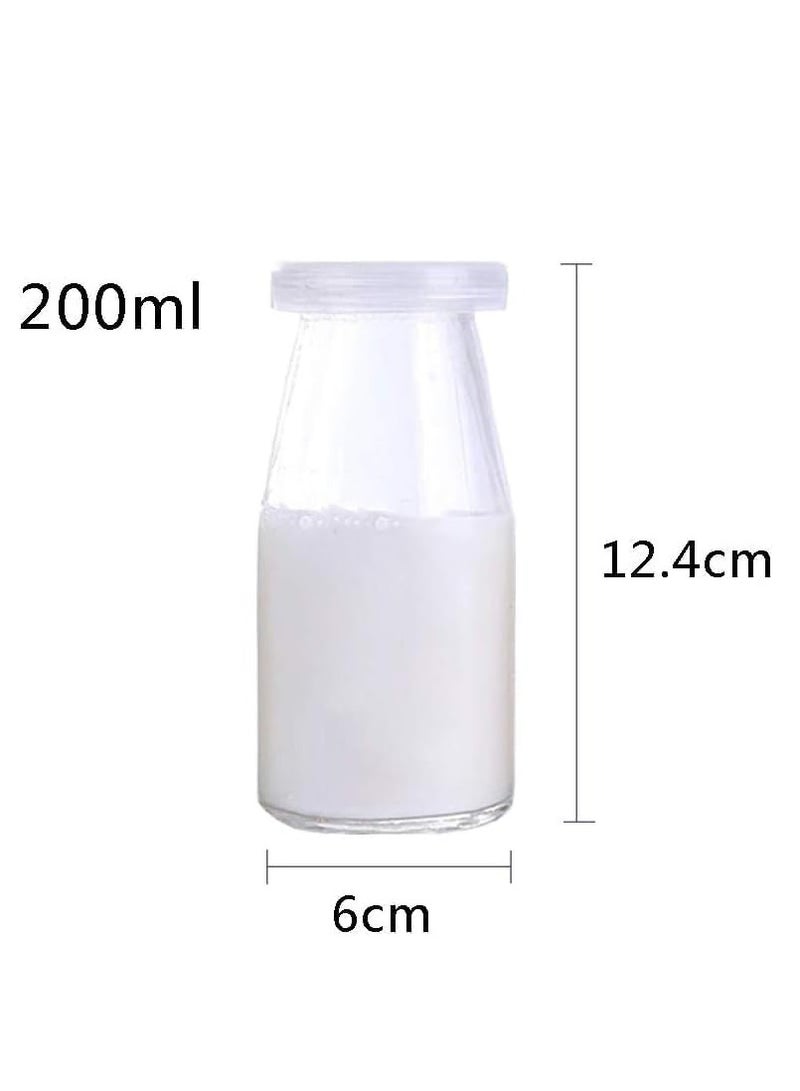 Luxoraq 3- Pcs 200ml Glass Milk Bottle with White Lids, Reusable Dairy Drinking Containers, Glass Bottles for Milk, Juice, Yogurt, Smoothies, Honey, Tomato Sauce, Jam, Syrup - Image 4