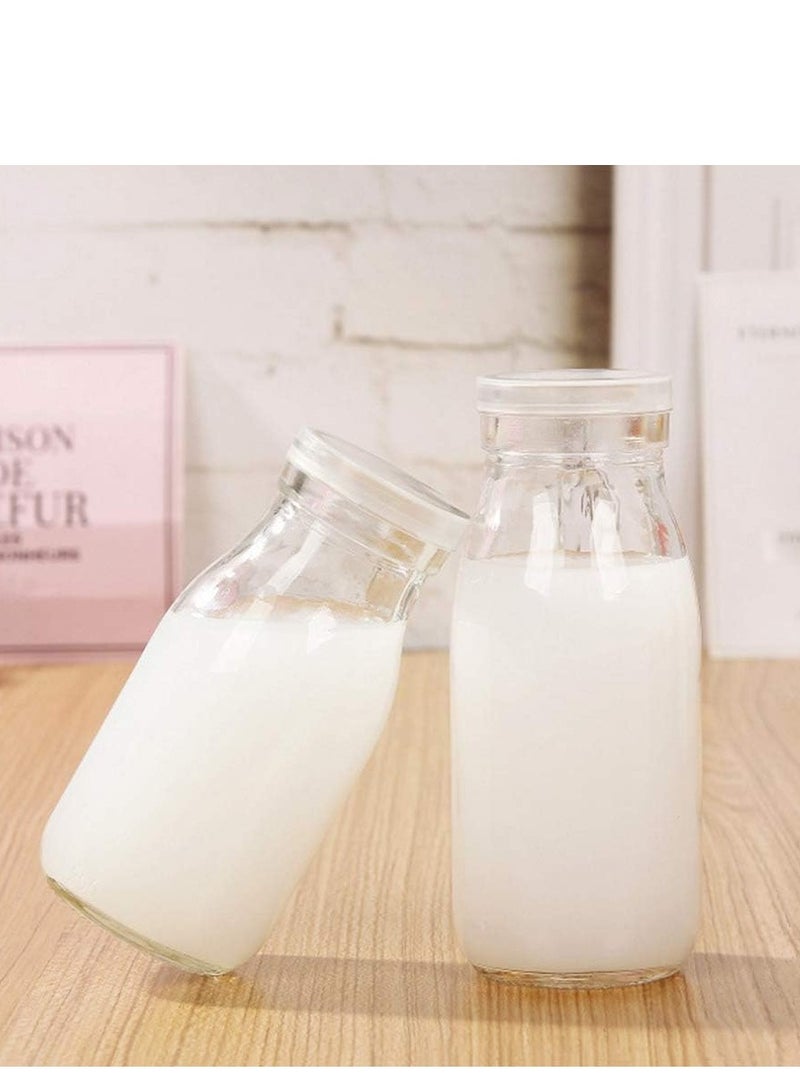 Luxoraq 3- Pcs 200ml Glass Milk Bottle with White Lids, Reusable Dairy Drinking Containers, Glass Bottles for Milk, Juice, Yogurt, Smoothies, Honey, Tomato Sauce, Jam, Syrup - Image 5