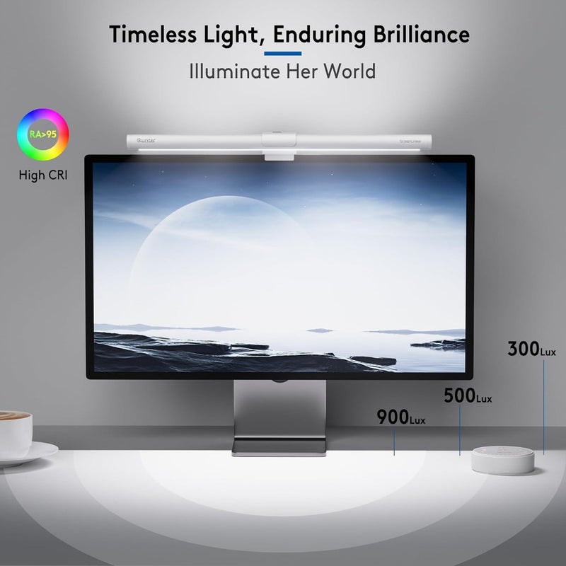 Monitor Light Bar Remote and Backlight for Eye Caring, 40cm Curved Computer Screen Light Bar Stepless Dimming Hue Adjustment, No Glare CRI≥95 Monitor Lamp Game Work Desk Lamp - Image 2