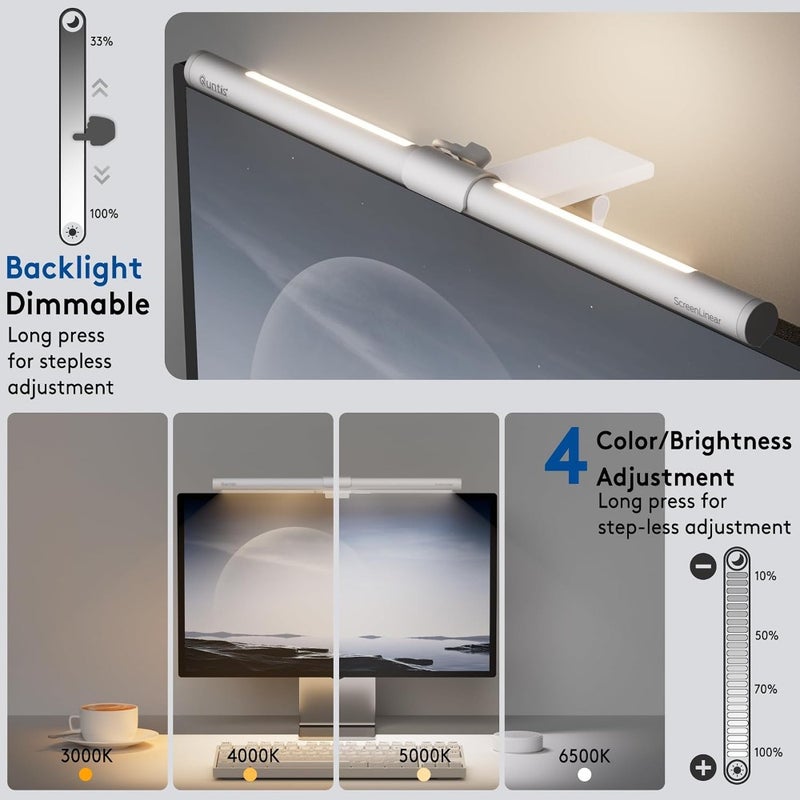 Monitor Light Bar Remote and Backlight for Eye Caring, 40cm Curved Computer Screen Light Bar Stepless Dimming Hue Adjustment, No Glare CRI≥95 Monitor Lamp Game Work Desk Lamp - Image 4