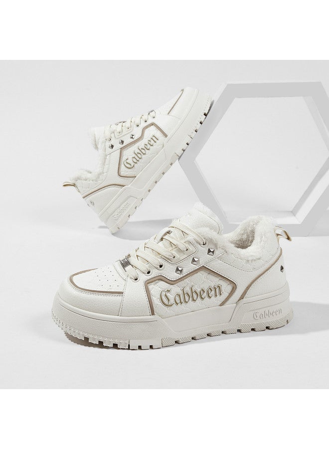 Cabbeen Winter Warm Cotton Shoes 25-year New Style Thick Sole Fleece Casual Men's Shoes Versatile Trendy Sneakers White Shoes Men - Image 2