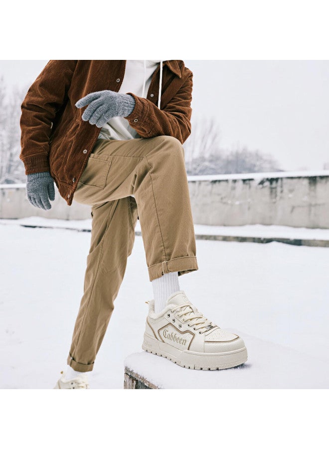 Cabbeen Winter Warm Cotton Shoes 25-year New Style Thick Sole Fleece Casual Men's Shoes Versatile Trendy Sneakers White Shoes Men - Image 5