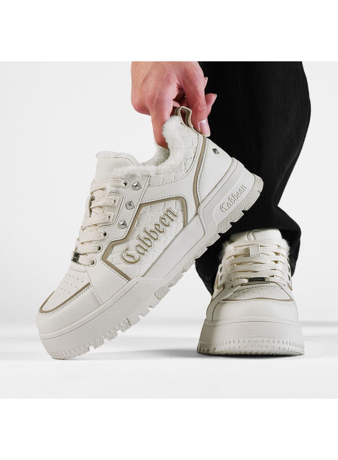 Cabbeen Winter Warm Cotton Shoes 25-year New Style Thick Sole Fleece Casual Men's Shoes Versatile Trendy Sneakers White Shoes Men - Image 4