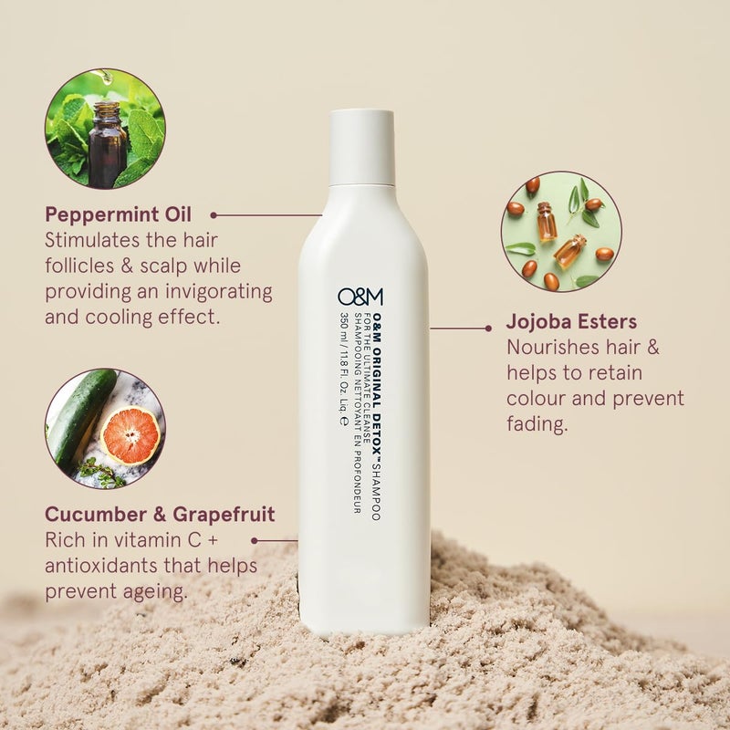 OM O&M Original Detox Vegan Vitamin C Shampoo, Cucumber, Peppermint Oil, Fresh Healthy Hair, Safe Daily Beauty Care, Dry Scalp Dandruff Shampoo for Women/Men, Paraben/Sulfate Free, Australian Made, 350ml - Image 3