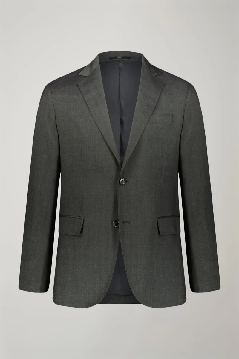 Regular fit single-breasted suit in prince of wales fabric - DK Grey