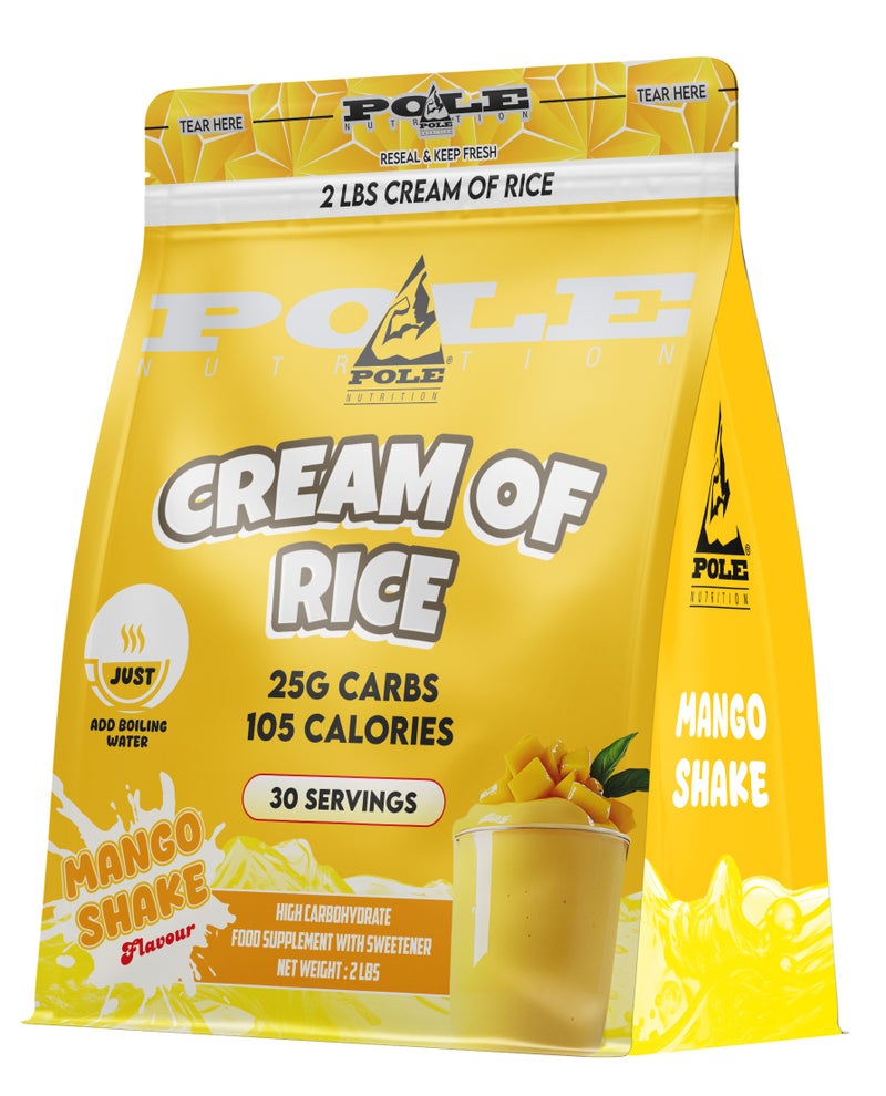 POLE NUTRITION Cream of Rice High Carbohydrate Rice Powder - Mango Shake, 2 lbs (30 Servings) - Image 1