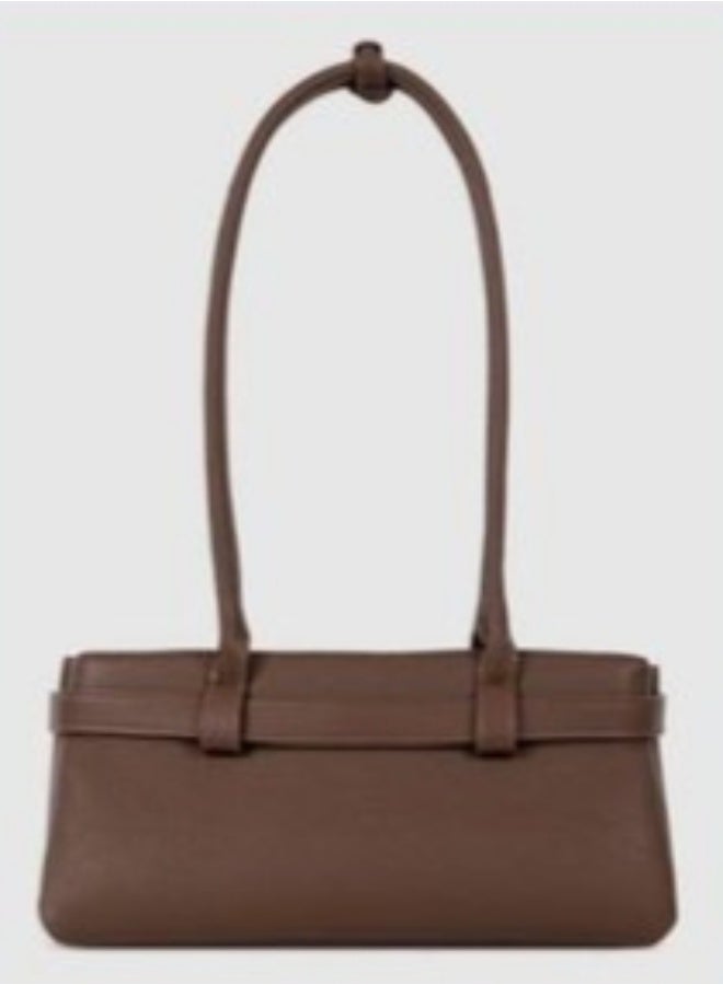 BAGCO Women’s Leather Shoulder Bag Burgundy – Stylish Handbag with Double Handles and Buckle Closure - Image 2