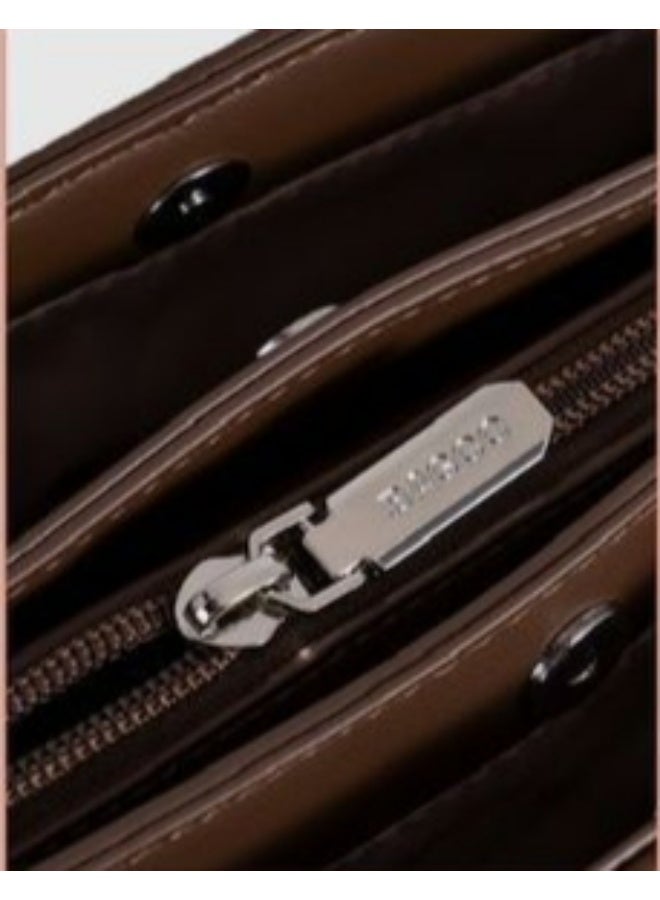 BAGCO Women’s Leather Shoulder Bag Burgundy – Stylish Handbag with Double Handles and Buckle Closure - Image 3