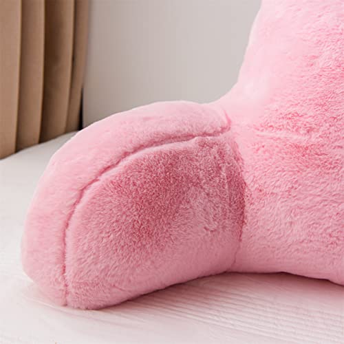 A Nice Night Faux Fur Reading Pillow Bed Wedge Large Adult Children Backrest with Arms Back Support for Sitting Up in Bed/Couch for Bedrest,BabyPink - Image 5