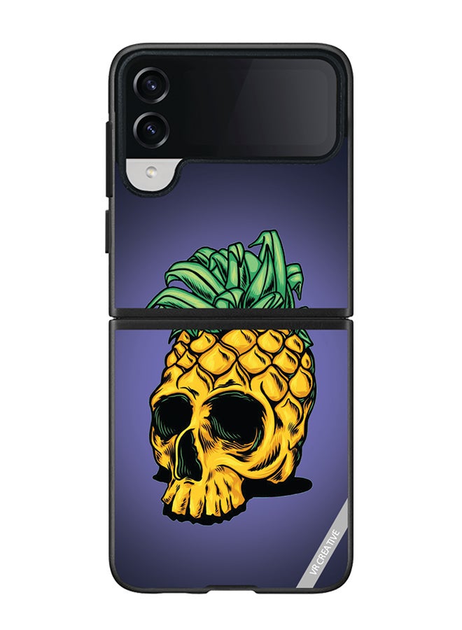 VR CREATIVE Protective Case Cover For Samsung Galaxy Z Flip4 Pineapple Skull Design Multicolour - Image 1