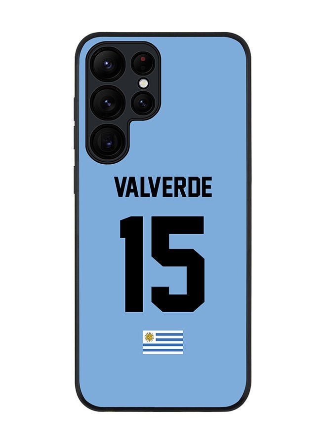 Stylizedd Rugged Black edge case for Samsung Galaxy S23 Ultra 5G Slim fit Soft Case Flexible Rubber Edges Anti Drop TPU Gel Thin Cover - Football Team - Uruguay Player Name - Valverde - Image 1