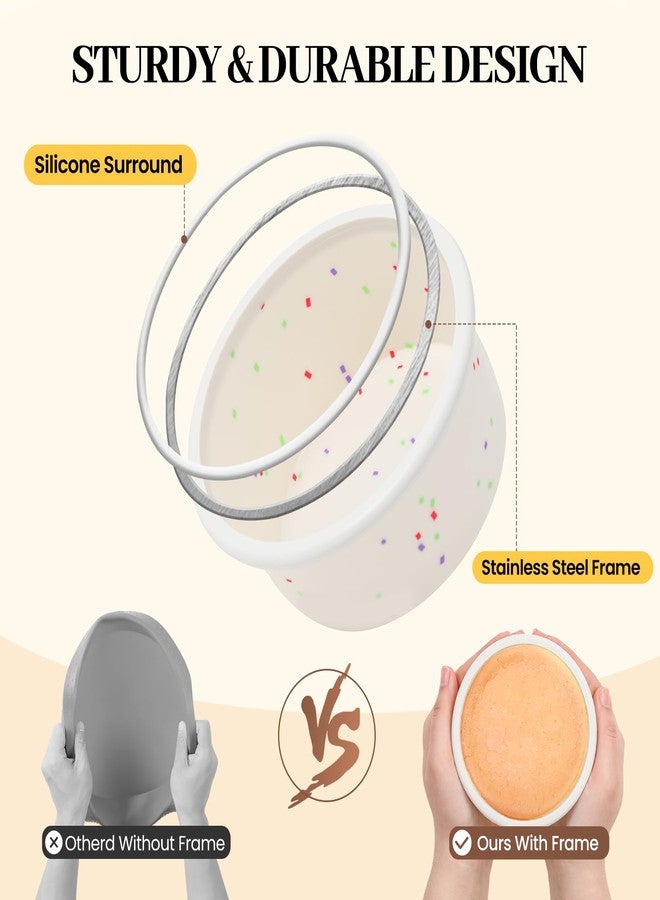 Vinino 4 Inch Silicone Small Cake Pans with Metal Reinforced Frame, 3 Packs Mini Round Smash Cake Baking Pans, BPA Free Silicone Cake Pans for Home Kitchen, Birthday Wedding Anniversary - Image 2