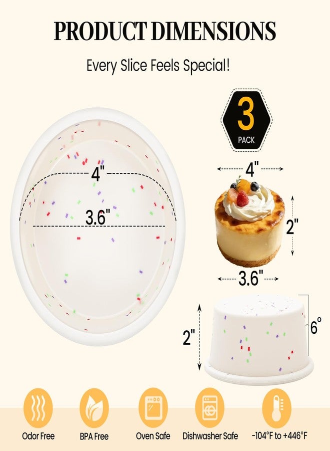 Vinino 4 Inch Silicone Small Cake Pans with Metal Reinforced Frame, 3 Packs Mini Round Smash Cake Baking Pans, BPA Free Silicone Cake Pans for Home Kitchen, Birthday Wedding Anniversary - Image 4