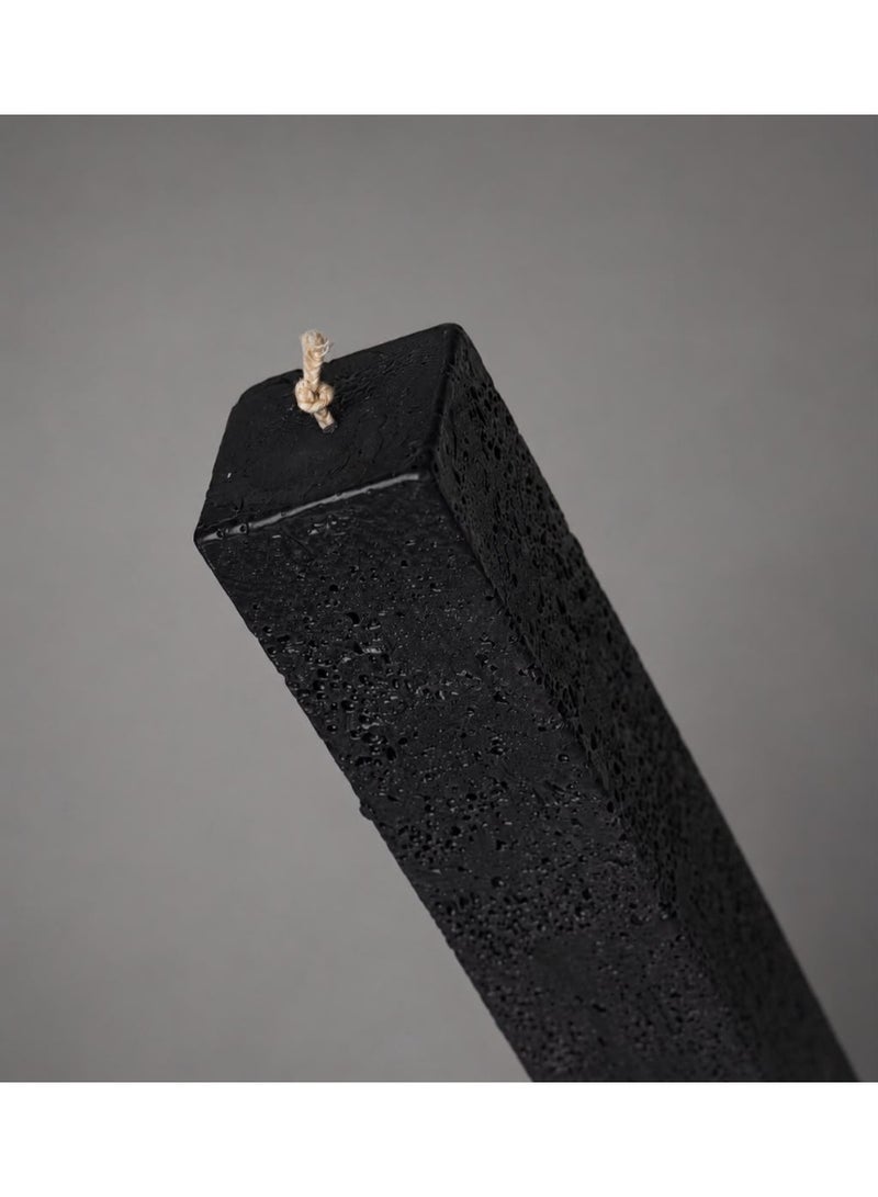 Black Textured Rectangular Decorative Pillar Candle - Image 1