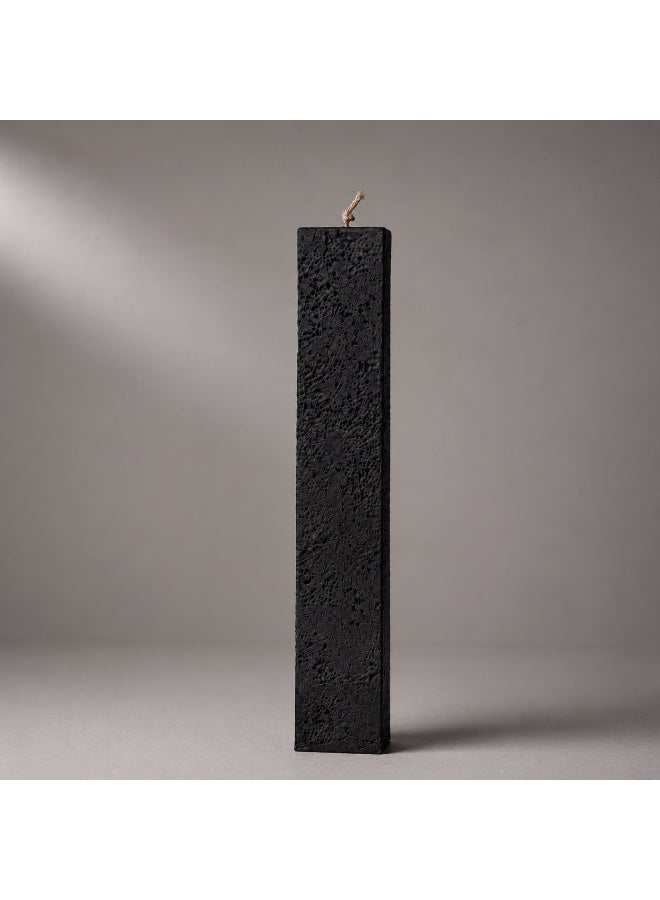 Black Textured Rectangular Decorative Pillar Candle - Image 2