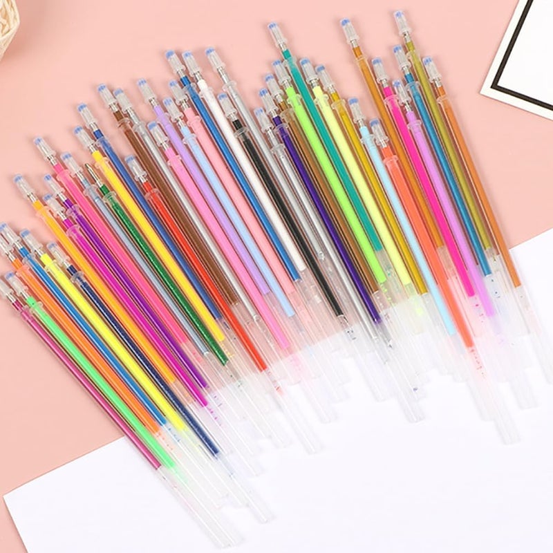 ccHuDE 100 Pcs 0.7m Coloring Gel Pens Refills Gel Ink Pen Replace Refills Metallic Glitter Gel Pens Refills Neon Pastel Pens Refills - Image 2