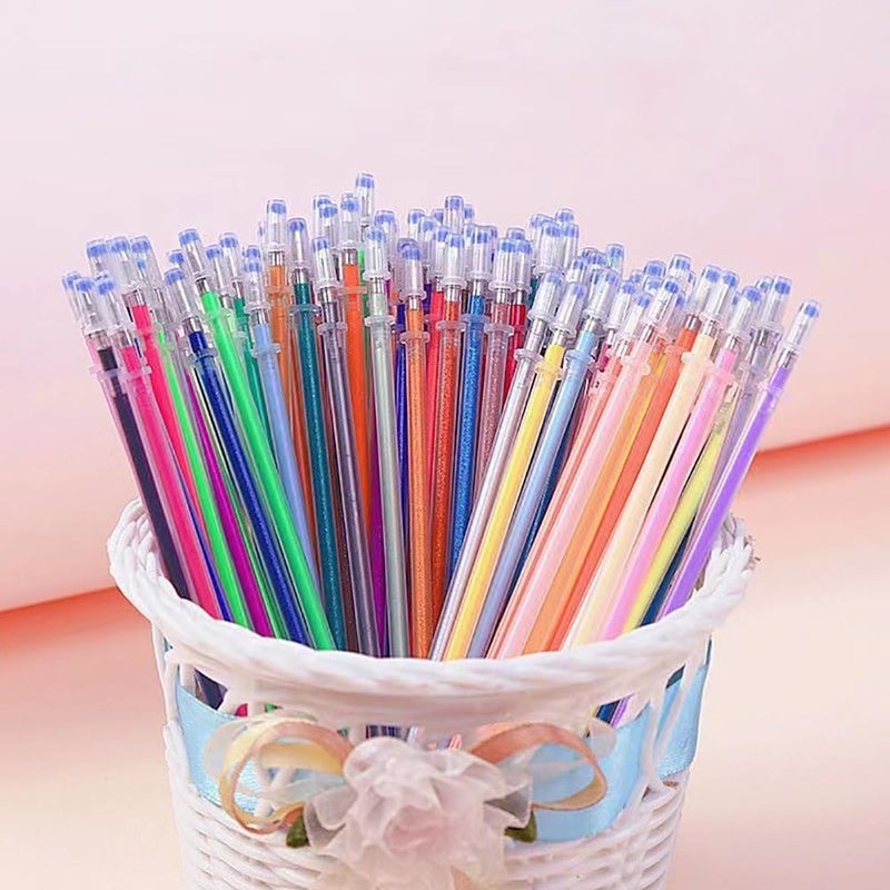ccHuDE 100 Pcs 0.7m Coloring Gel Pens Refills Gel Ink Pen Replace Refills Metallic Glitter Gel Pens Refills Neon Pastel Pens Refills - Image 3