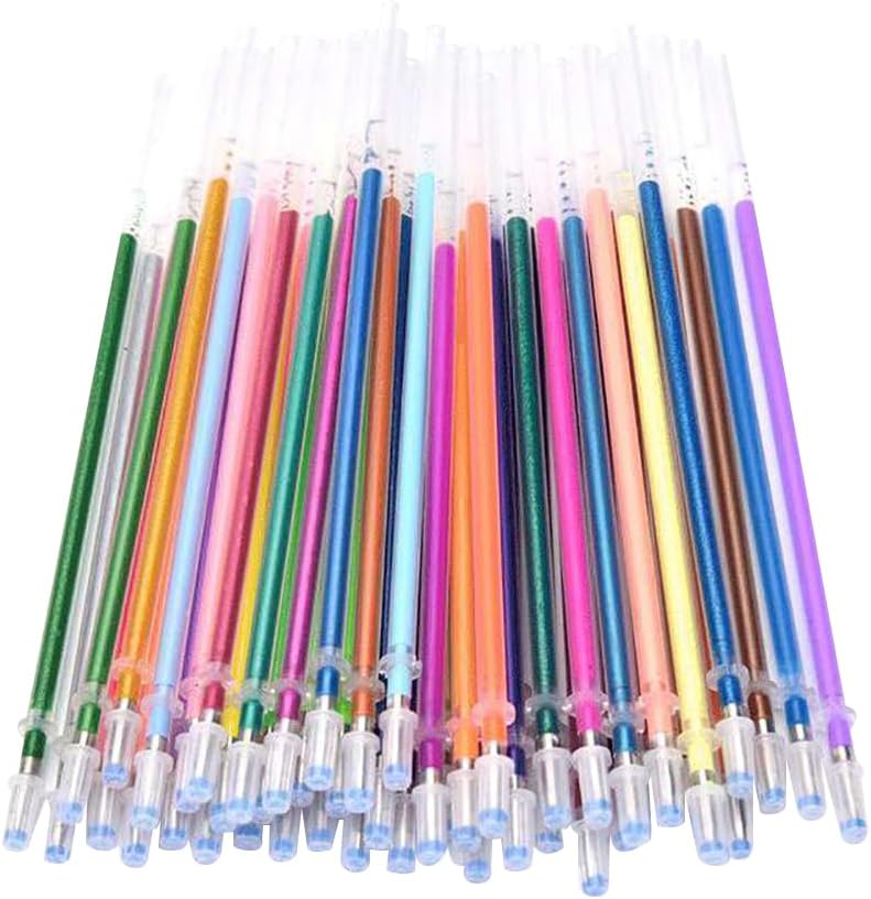 ccHuDE 100 Pcs 0.7m Coloring Gel Pens Refills Gel Ink Pen Replace Refills Metallic Glitter Gel Pens Refills Neon Pastel Pens Refills - Image 1